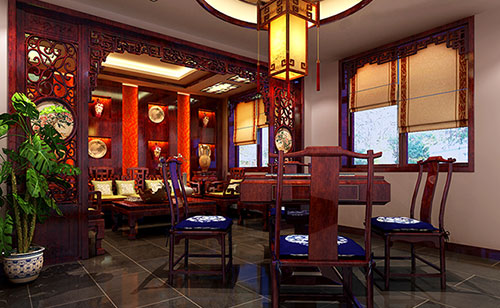 五桂山街道古典中式风格茶楼包间设计装修效果图